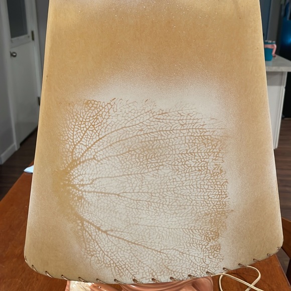 Incredible MCM table lamp with parchment shade. Pink. 31”H to finial 14”W - Picture 6 of 8